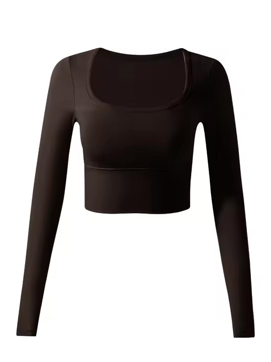 スクエアネック フィットヨガトップス