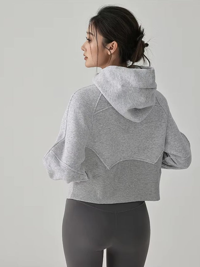 クロップドハーフジップ フーディ