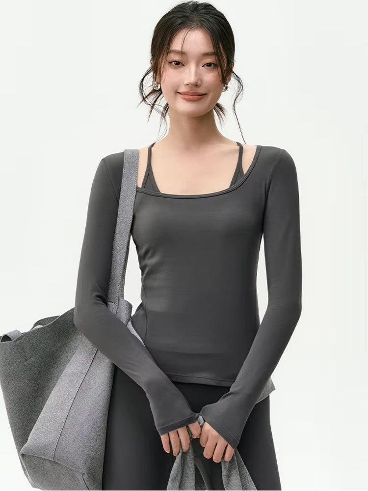 スクエアネックヨガトップス