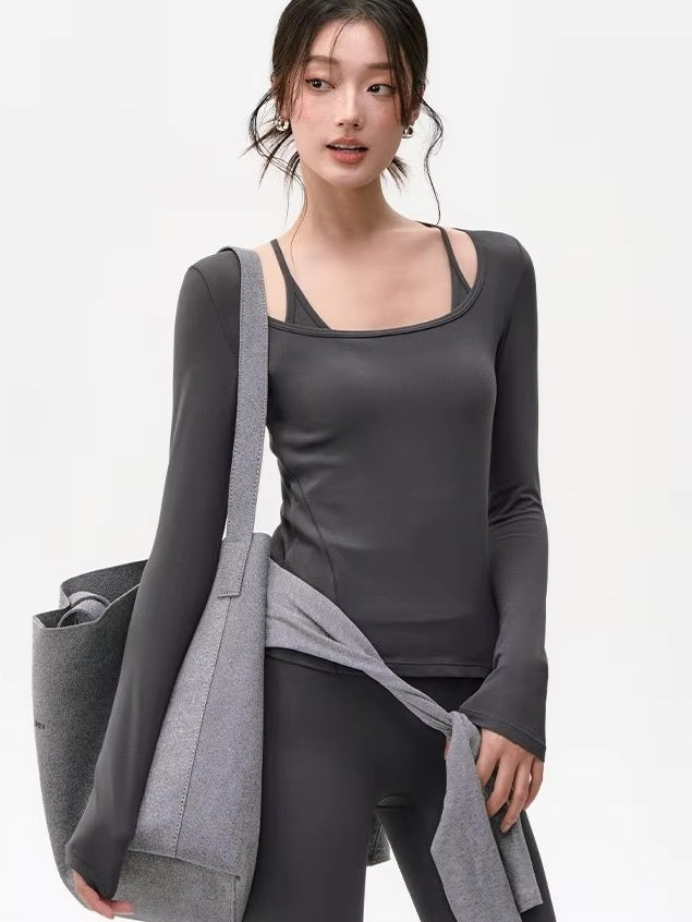 スクエアネックヨガトップス