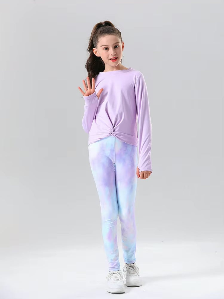 キッズアクティブTシャツ＆マーブル柄レギンスセット