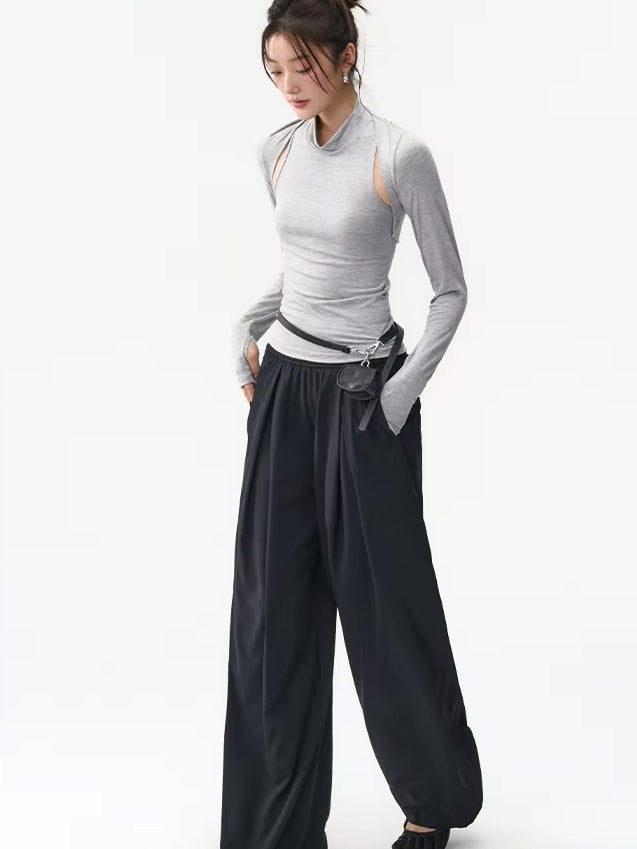 カットアウトモックネック タンクトップ＆カーディガン