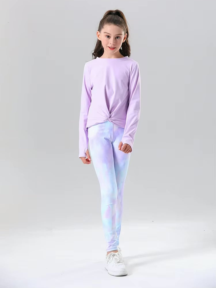 キッズアクティブTシャツ＆マーブル柄レギンスセット