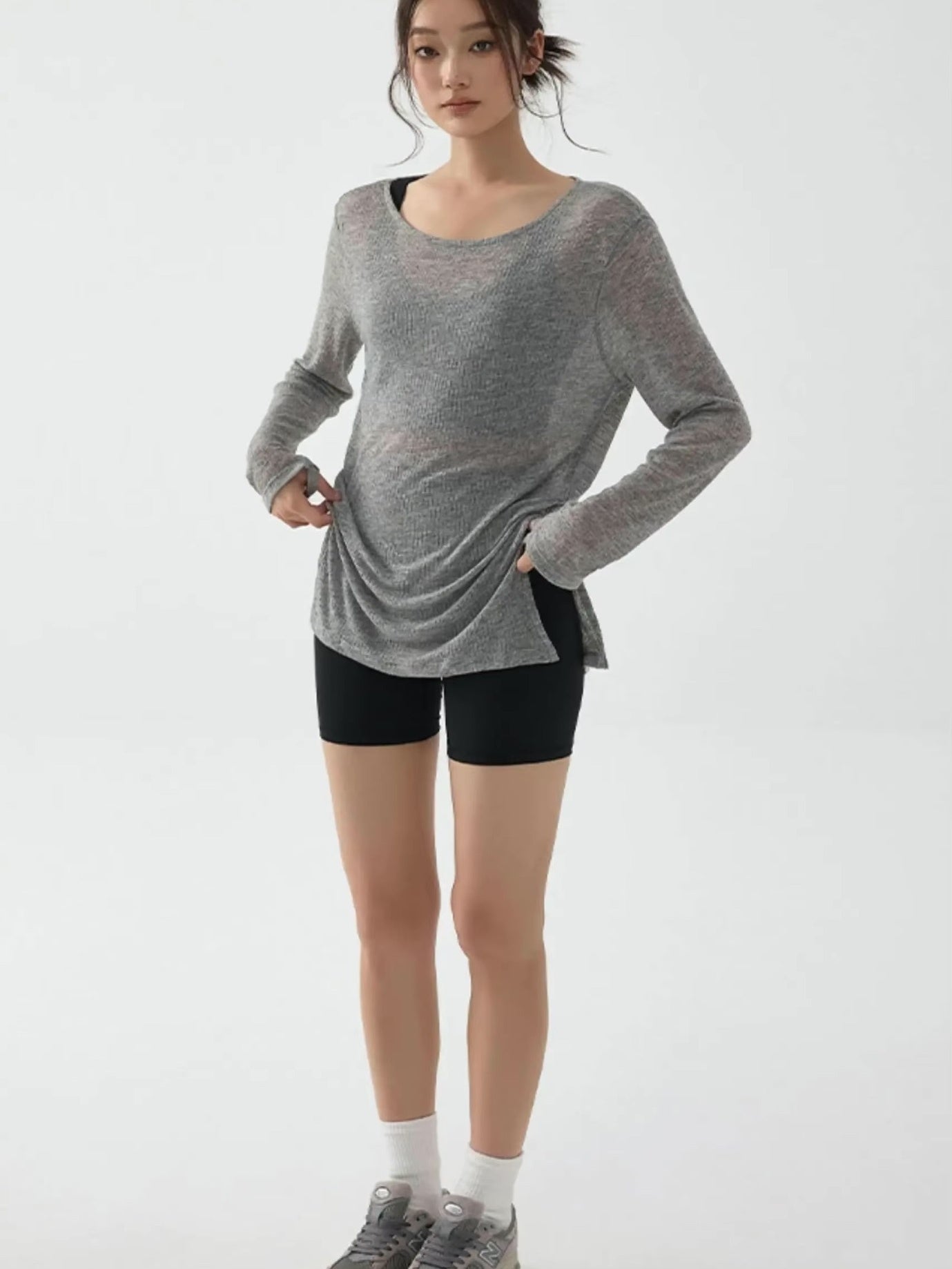 マイクロシースルー ルーズフィットトップス