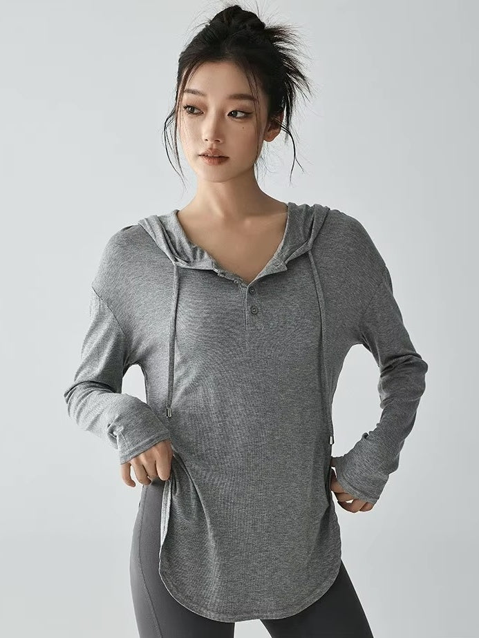 ヘンリーネック フーディトップス