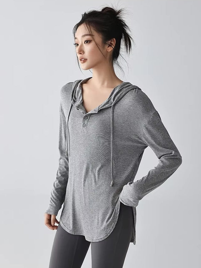 ヘンリーネック フーディトップス