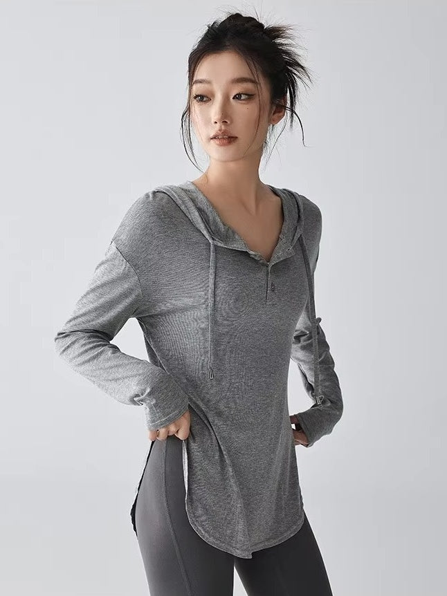 ヘンリーネック フーディトップス