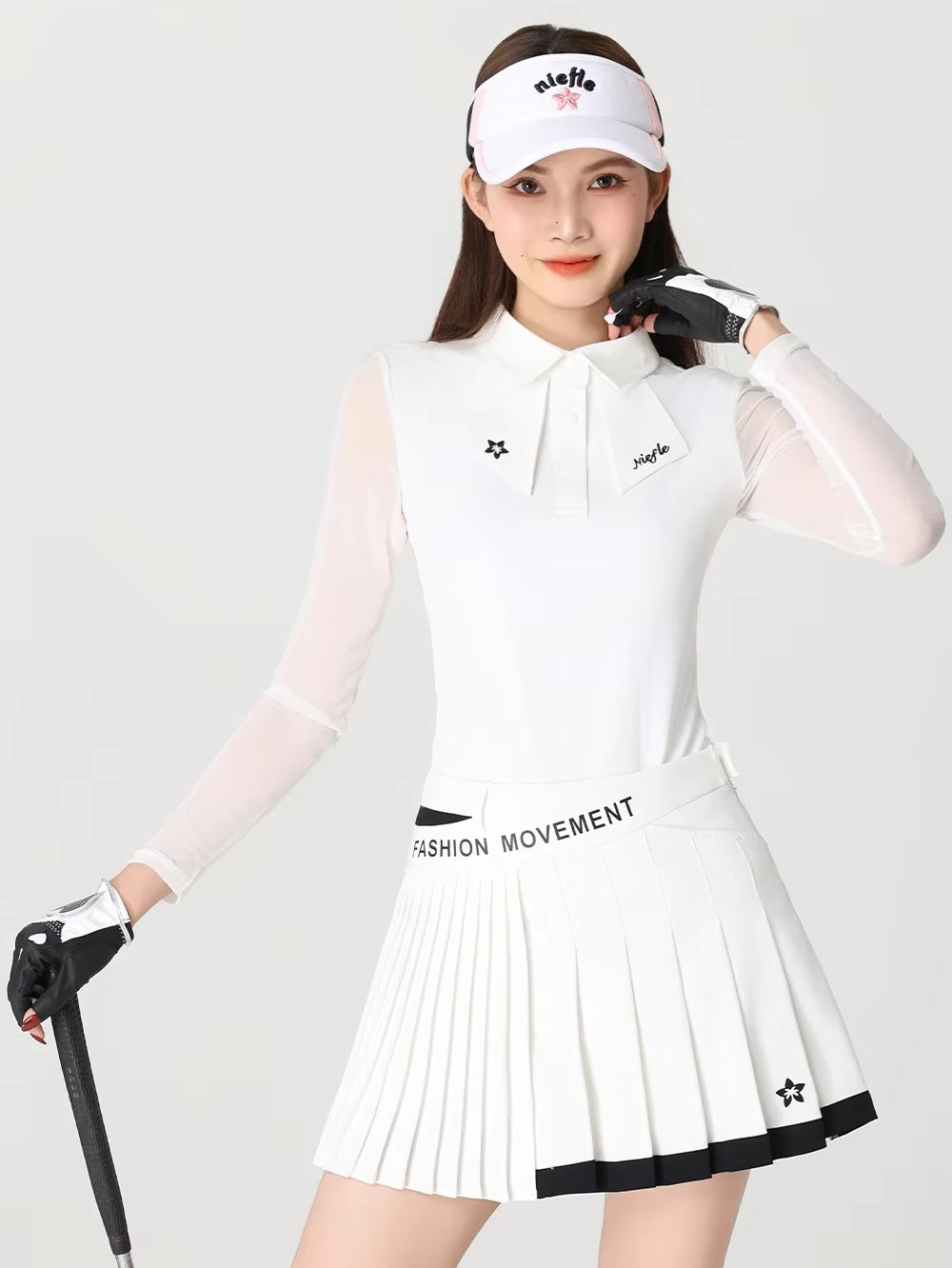 プリーツライン ホワイトゴルフスタイル